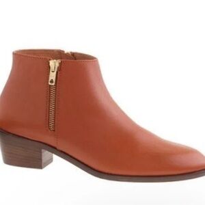 J. Crew Remi Leather Ankle Booties chunky heel Carmel size 6